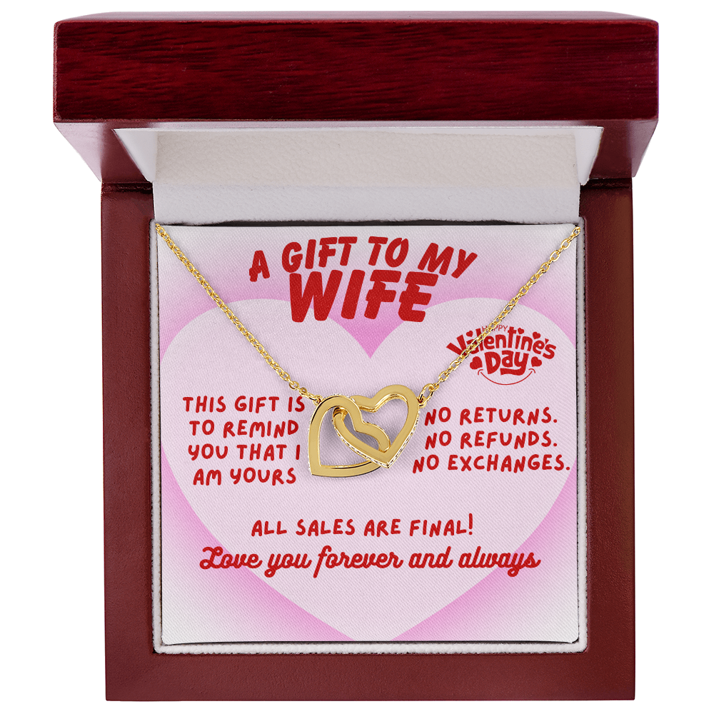 To my wife - This gift is to remind you - Interlocking Hearts Necklace