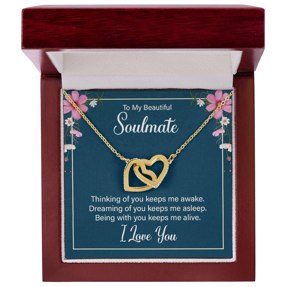 To Soulmate - Thinking of you - Interlocking Hearts Necklace