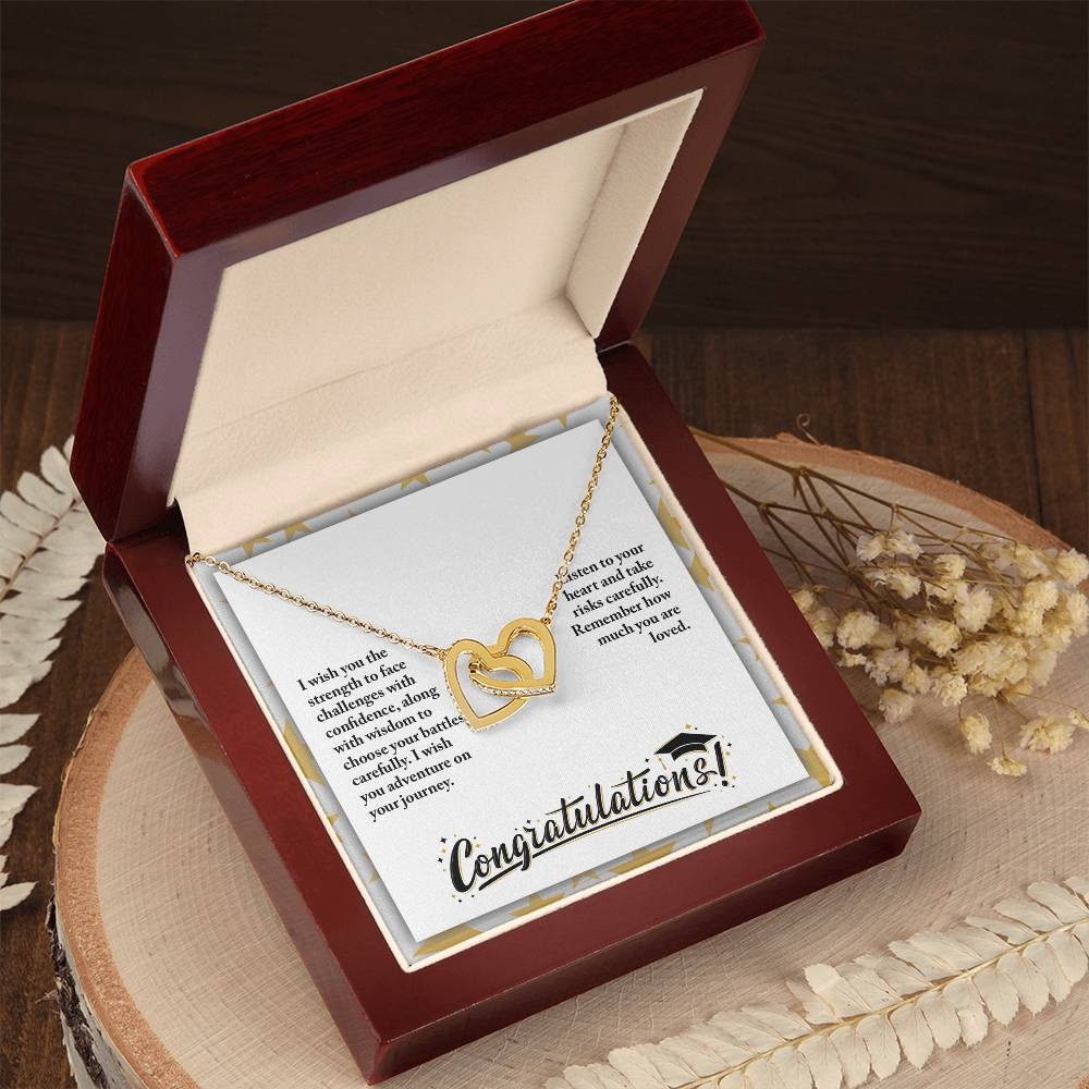 Graduation - I wish you the strength - Interlocking Hearts Necklace