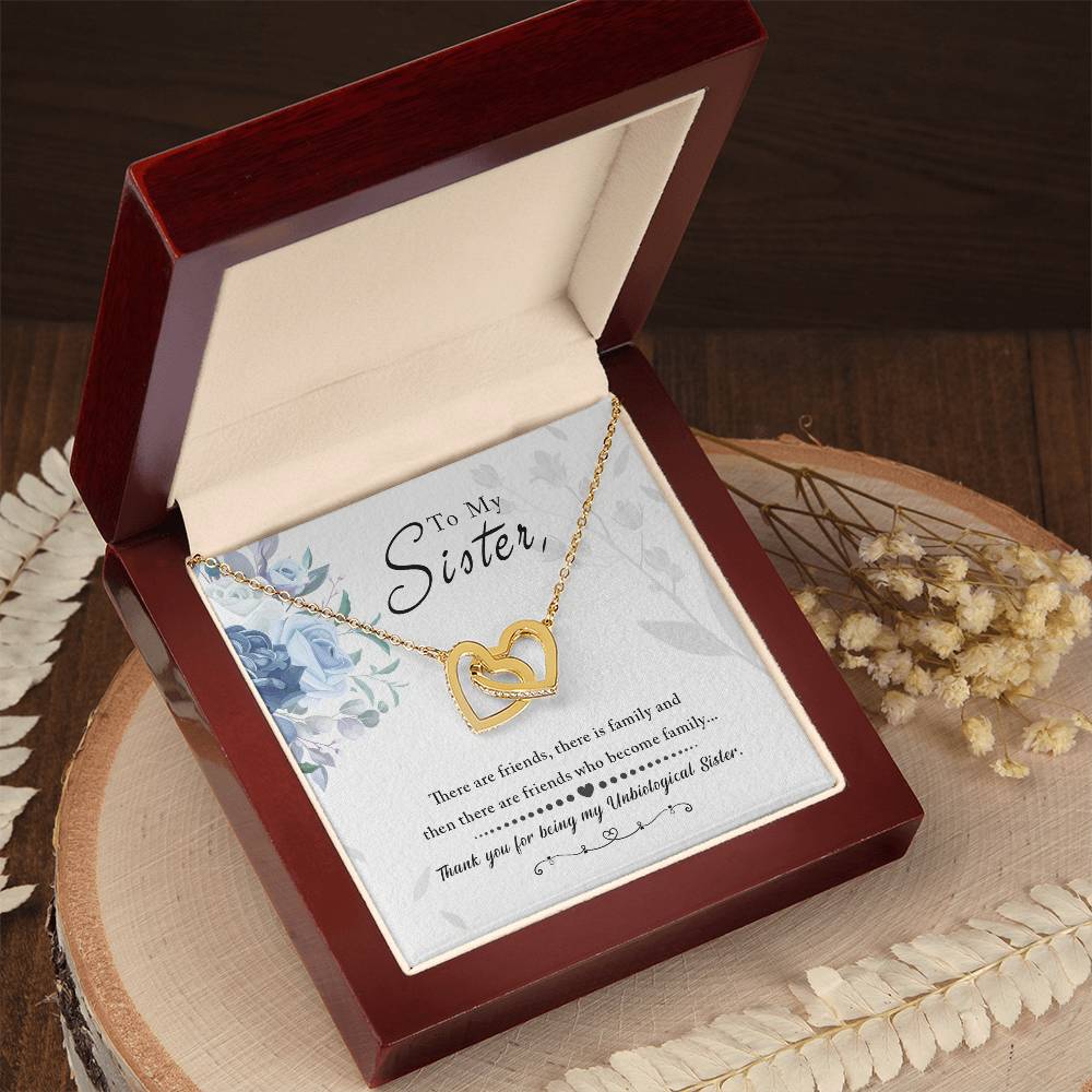 To Sister - There are friends - Interlocking Hearts Necklace