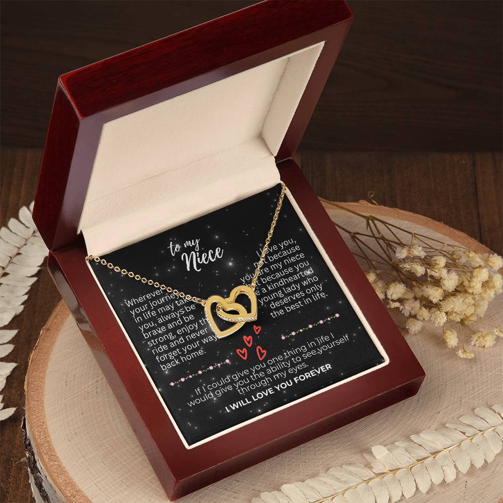 To Niece - Wherever your journey - Interlocking Hearts Necklace