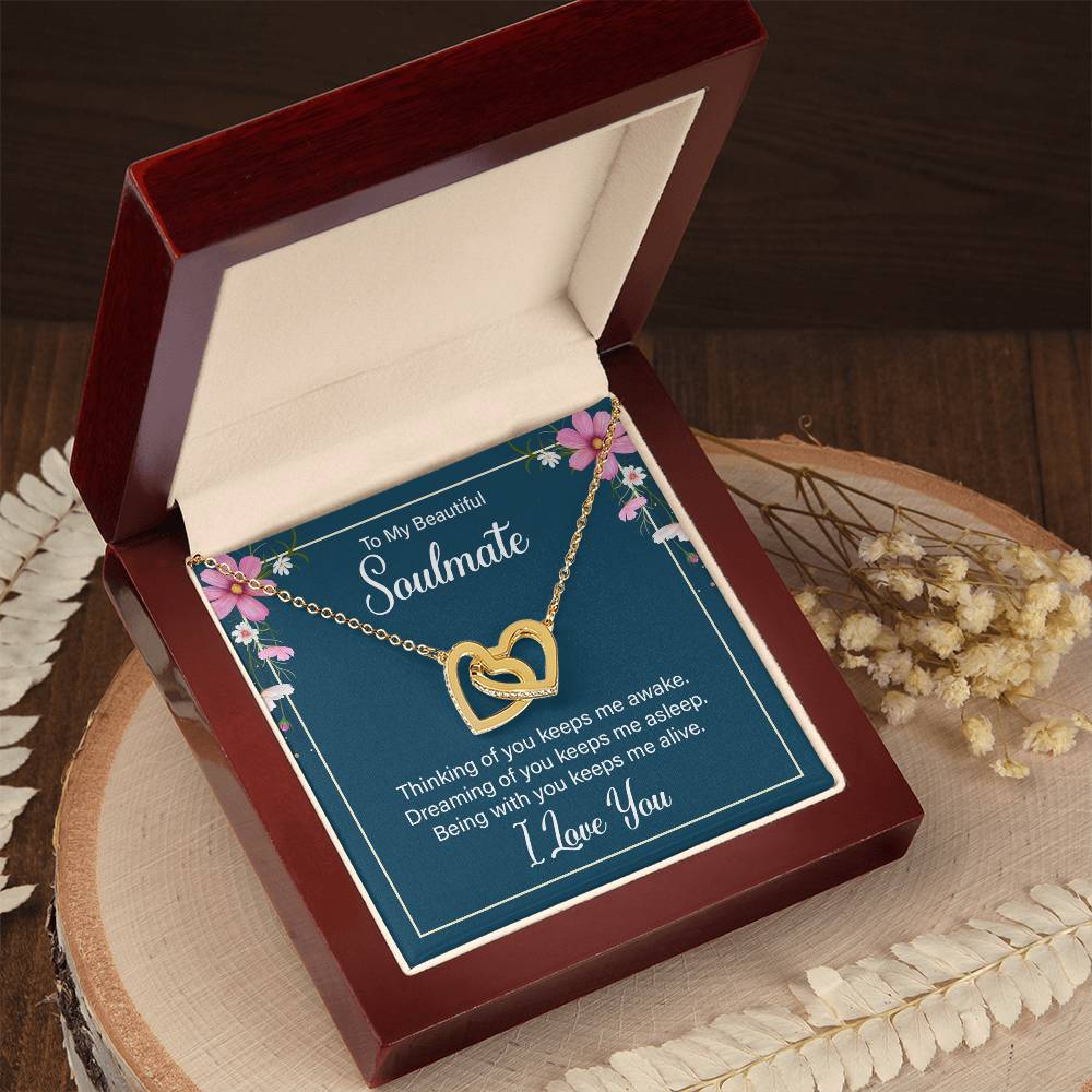 To Soulmate - Thinking of you - Interlocking Hearts Necklace