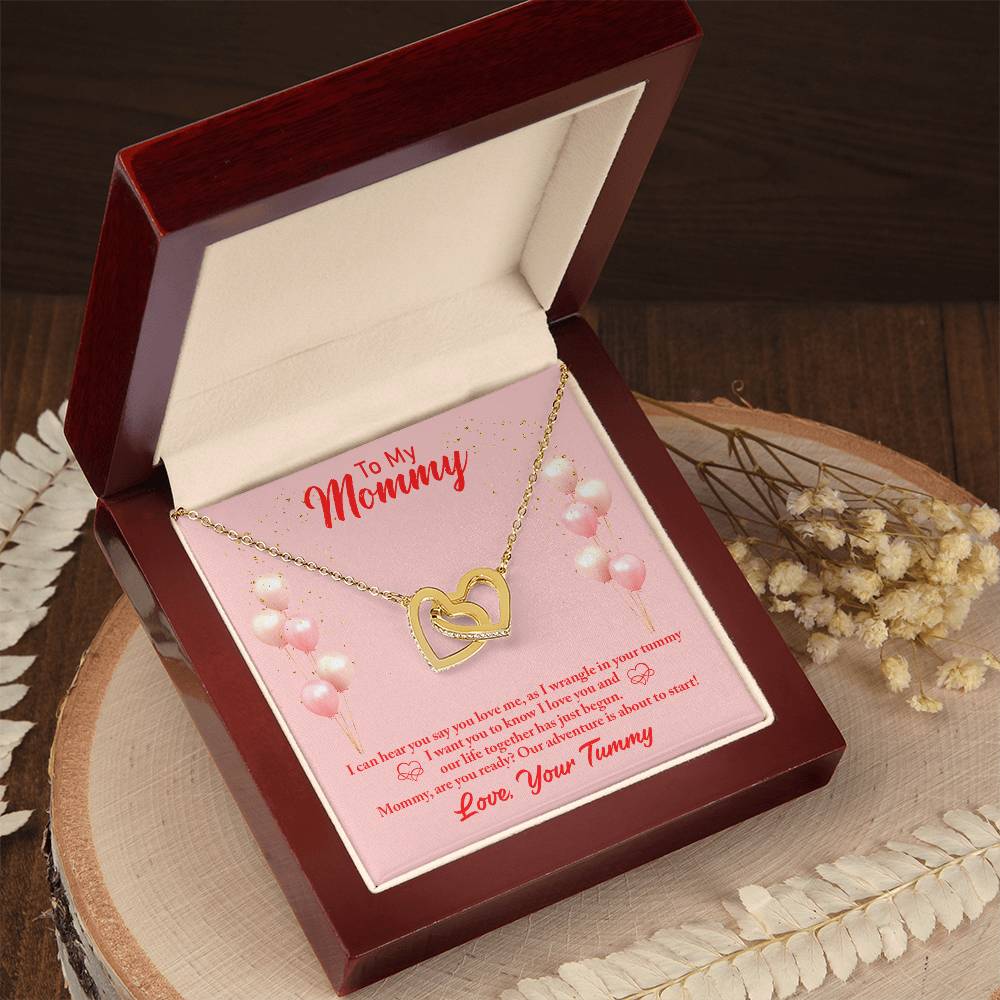 To Mom - I can hear - Interlocking Hearts Necklace