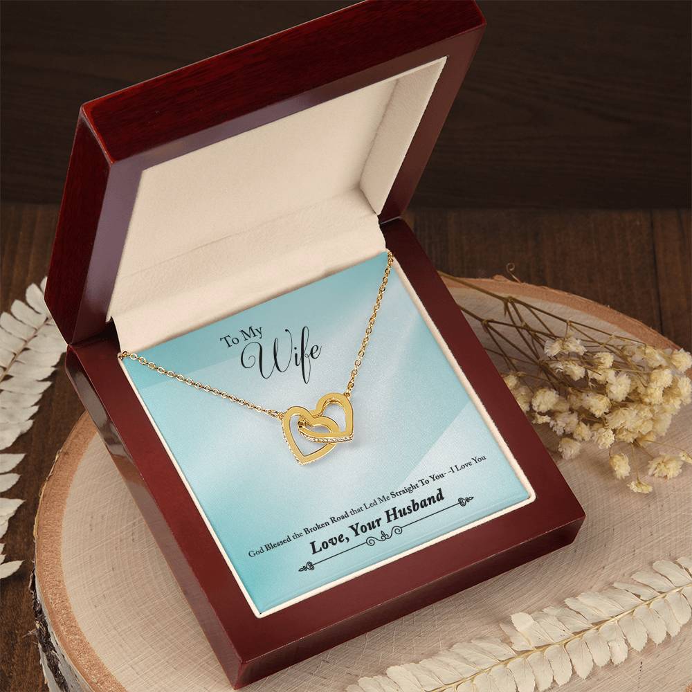 To Wife - God blessed - Interlocking Hearts Necklace