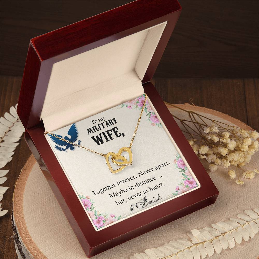 To Military Wife - Together forever - Interlocking Hearts Necklace