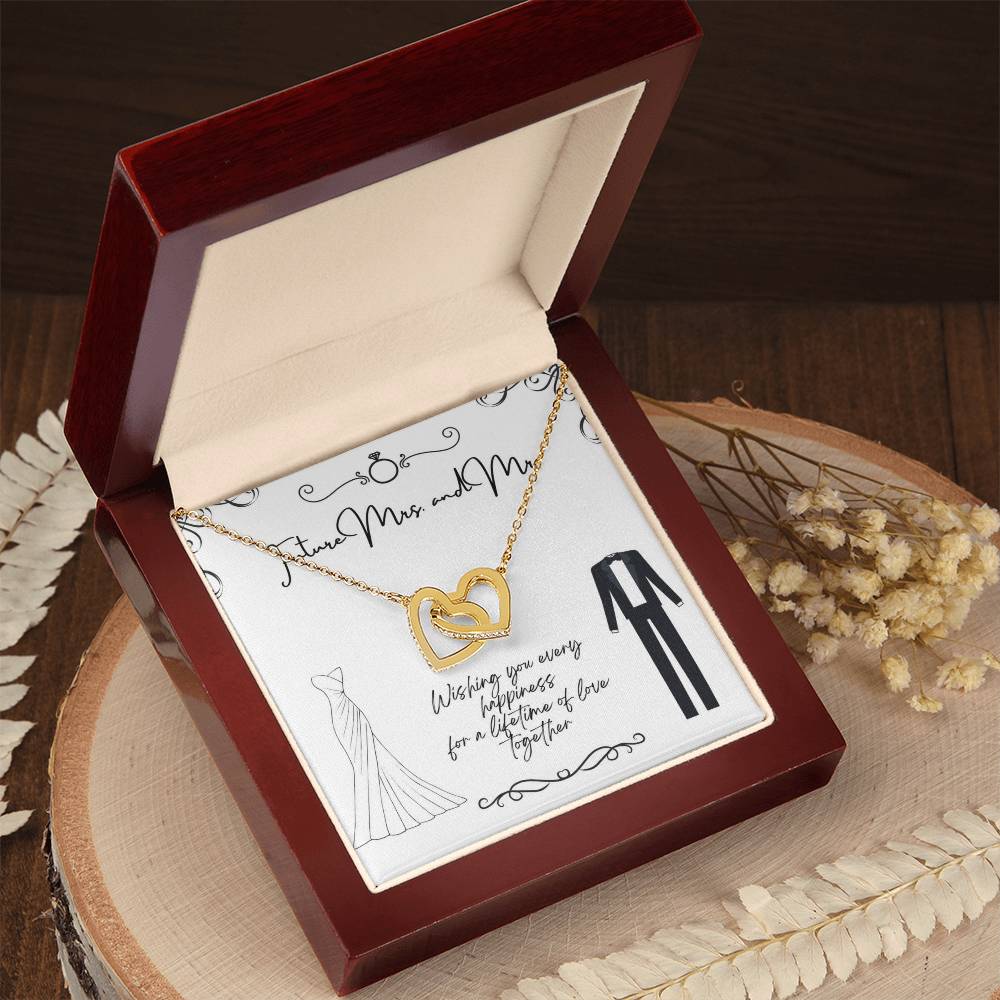 To Future Couple - Wishing you every happiness - Interlocking Hearts Necklace