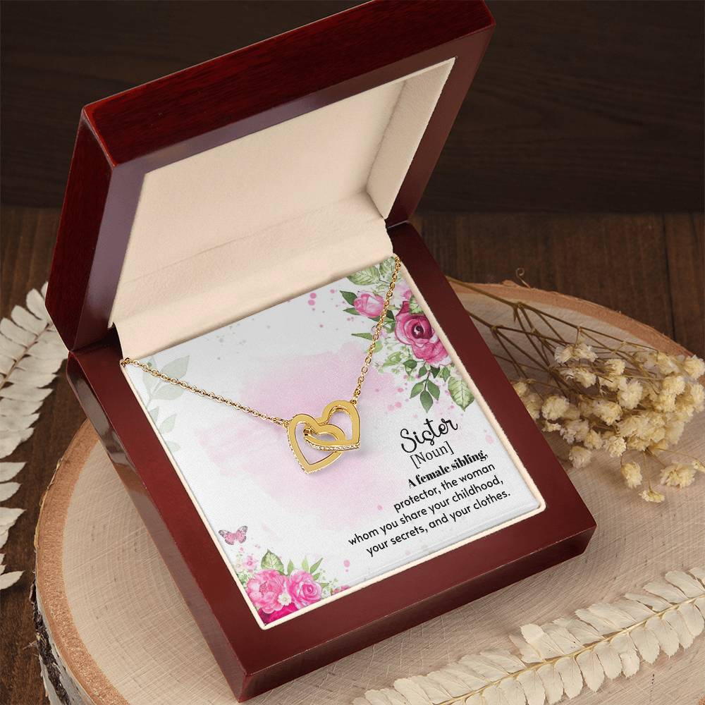 To Sister - A female sibling - Interlocking Hearts Necklace