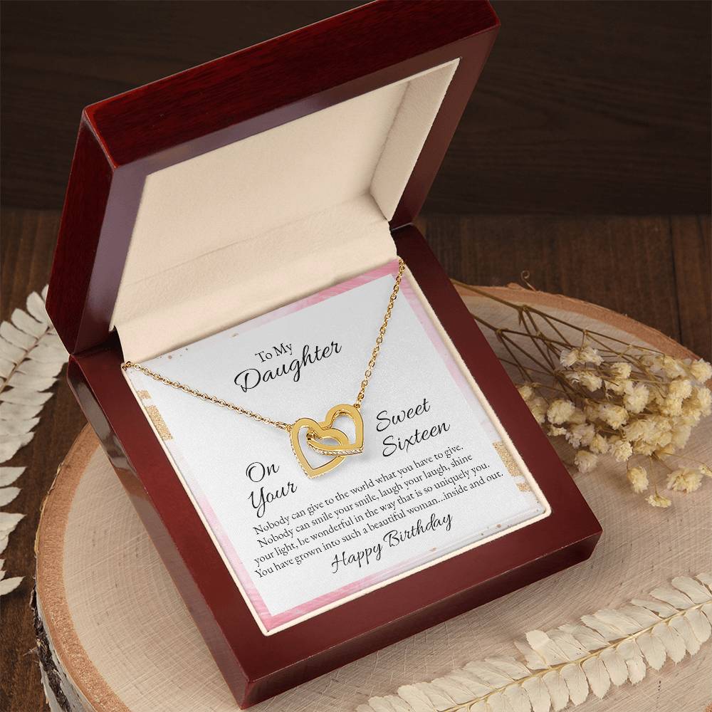 To Daughter - On your sweet sixteen - Interlocking Hearts Necklace