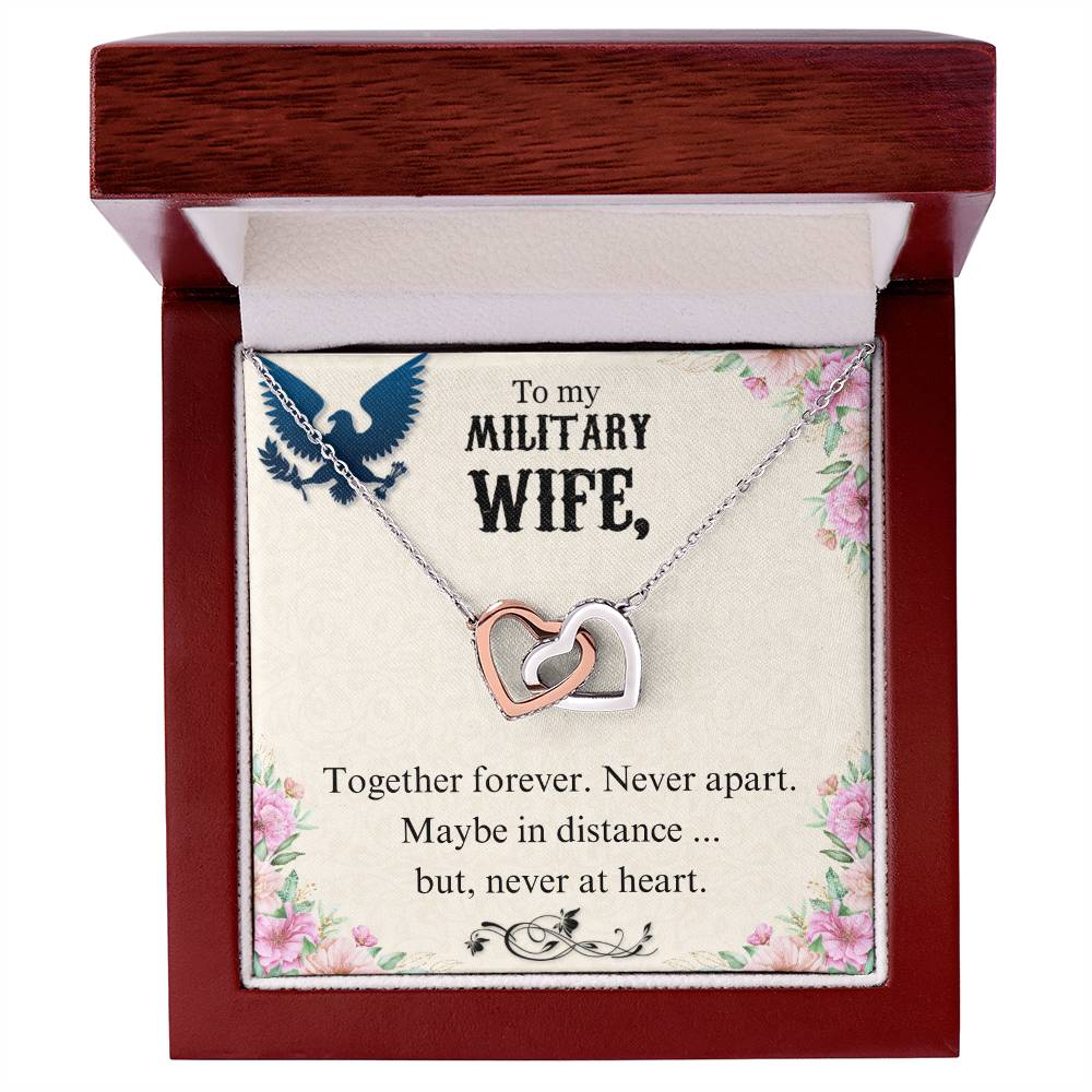 To Military Wife - Together forever - Interlocking Hearts Necklace