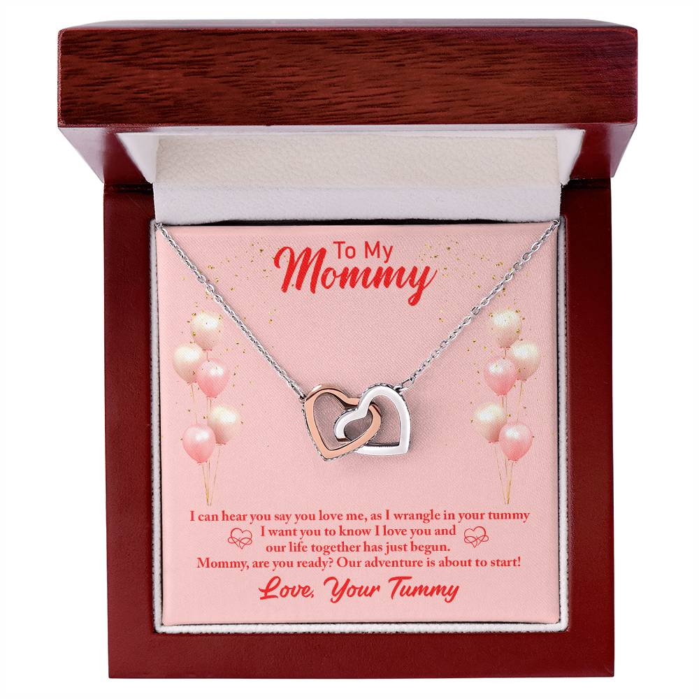 To Mom - I can hear - Interlocking Hearts Necklace