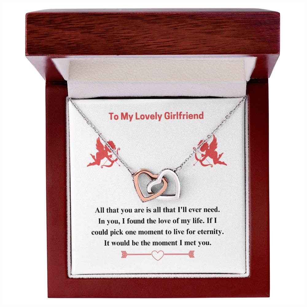 To Girlfriend - If I could - Interlocking Hearts Necklace