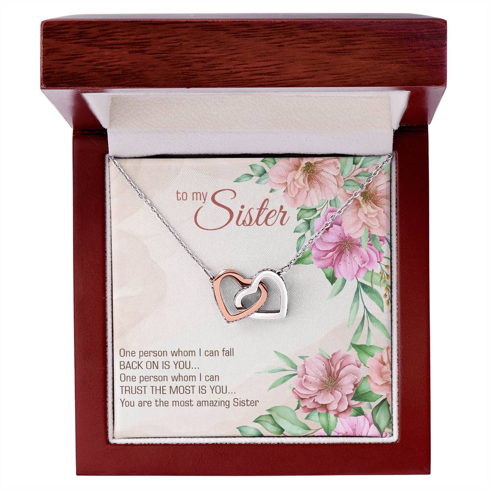 To Sister - One person - Interlocking Hearts Necklace