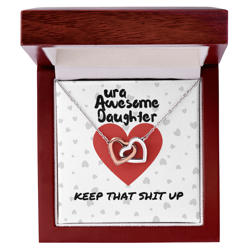 ura Awesome Daughter - Keep that - Interlocking Hearts Necklace