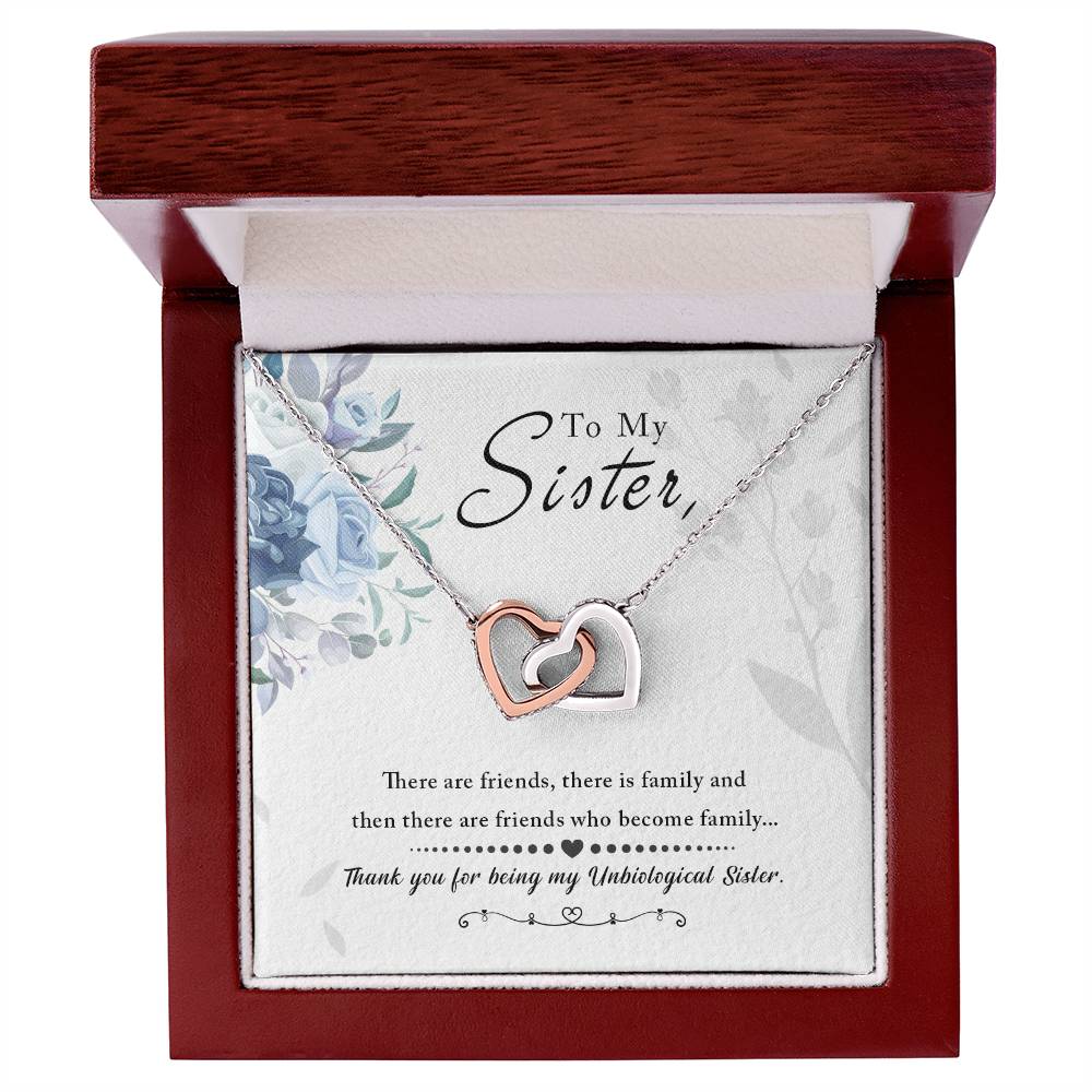 To Sister - There are friends - Interlocking Hearts Necklace