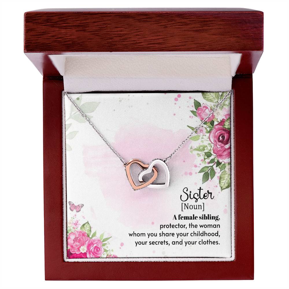 To Sister - A female sibling - Interlocking Hearts Necklace