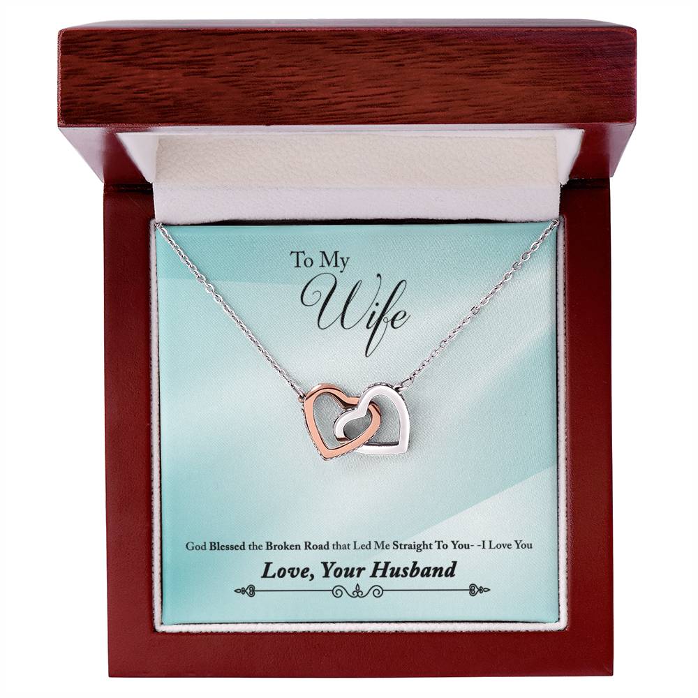 To Wife - God blessed - Interlocking Hearts Necklace