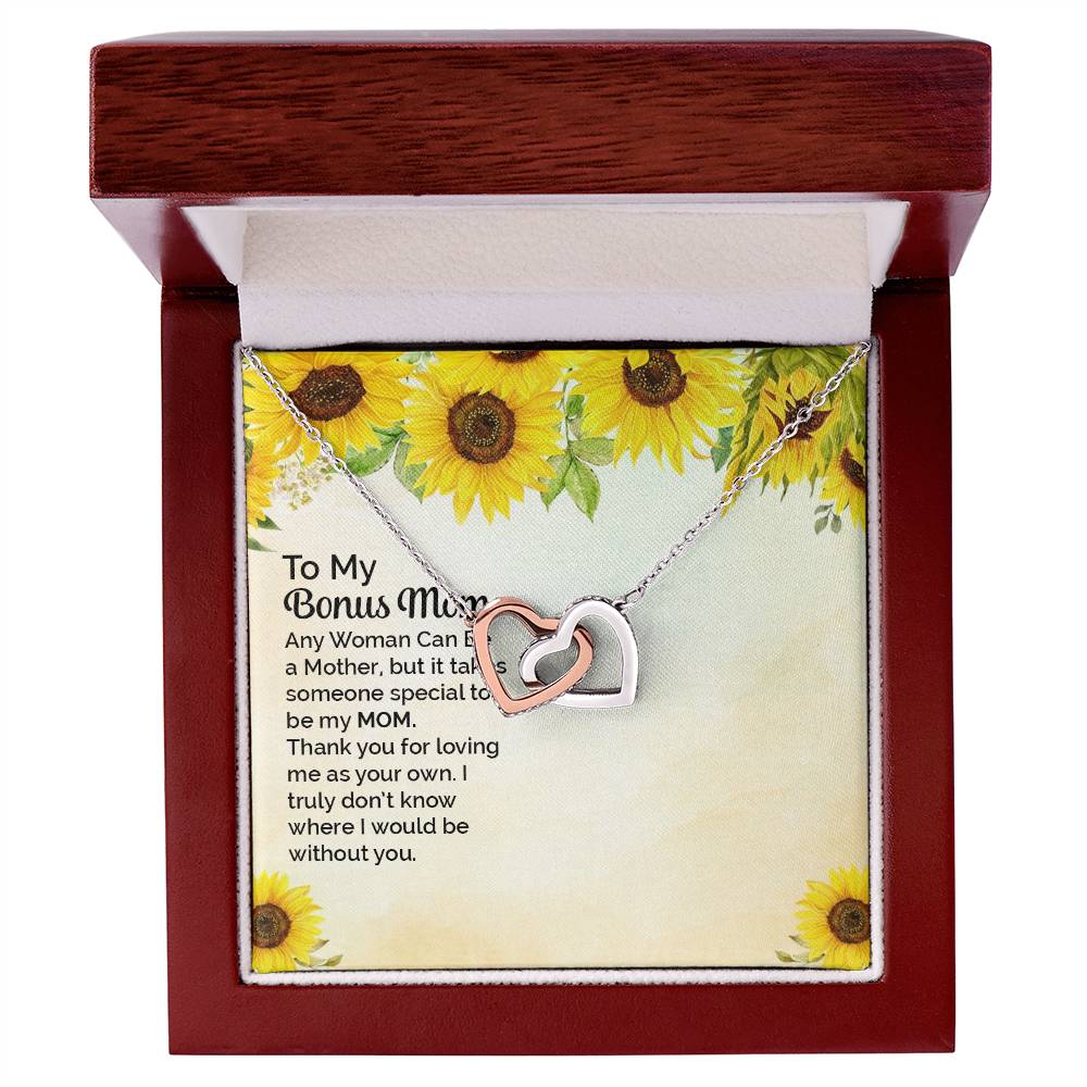 To Bonus Mom - Any woman can be - Interlocking Hearts Necklace