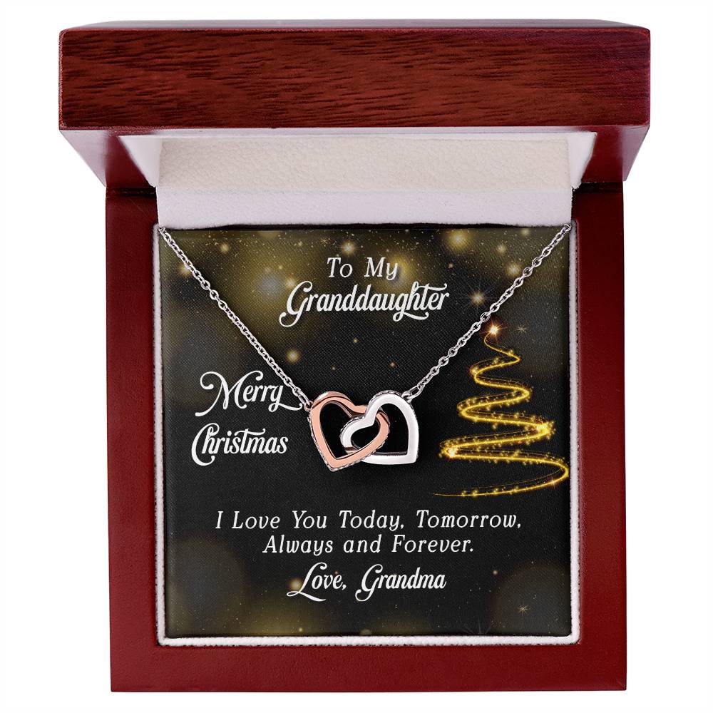 To Granddaughter - Merry Christmas - Interlocking Hearts Necklace