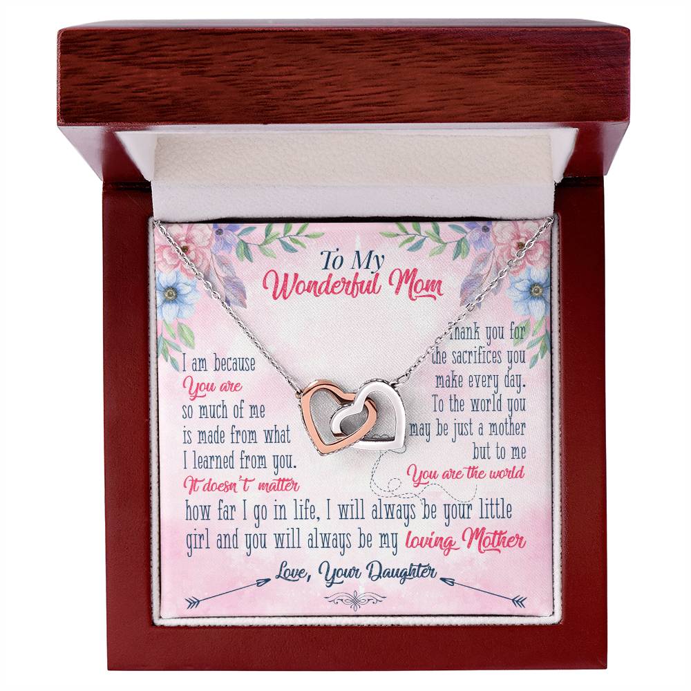 To Mom - I am because you are - Interlocking Hearts Necklace