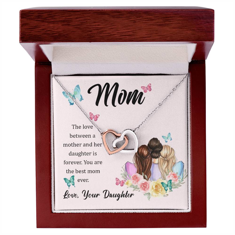 To Mom - The love between - Interlocking Hearts Necklace