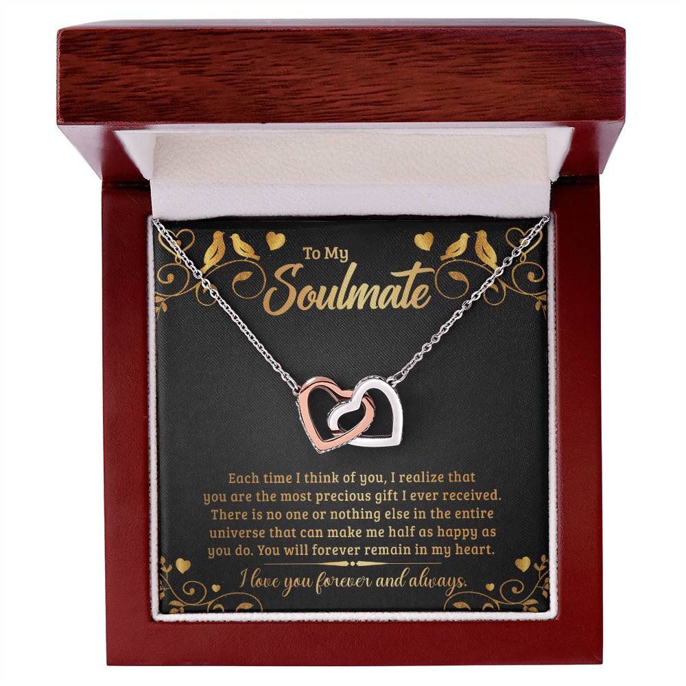 To Soulmate - Each time I think - Interlocking Hearts Necklace