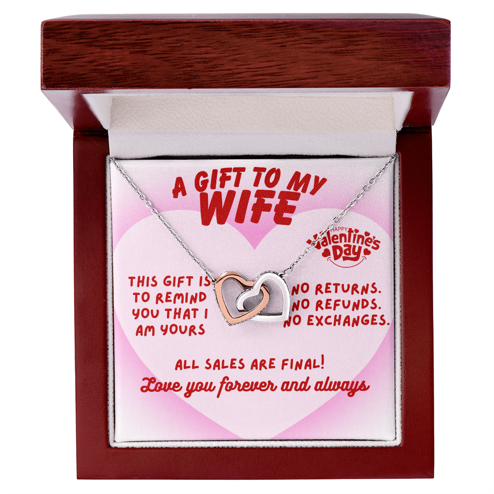 To my wife - This gift is to remind you - Interlocking Hearts Necklace