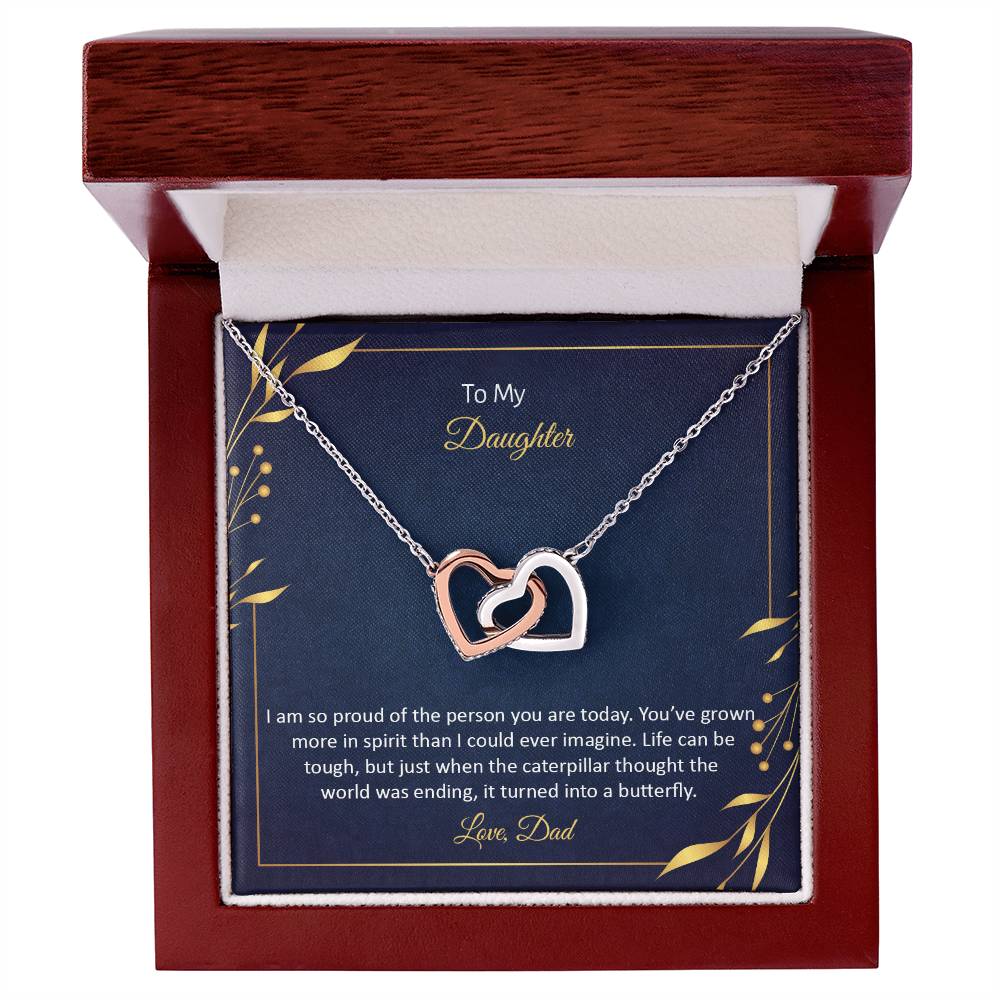 To Daughter - I am so proud - Interlocking Hearts Necklace