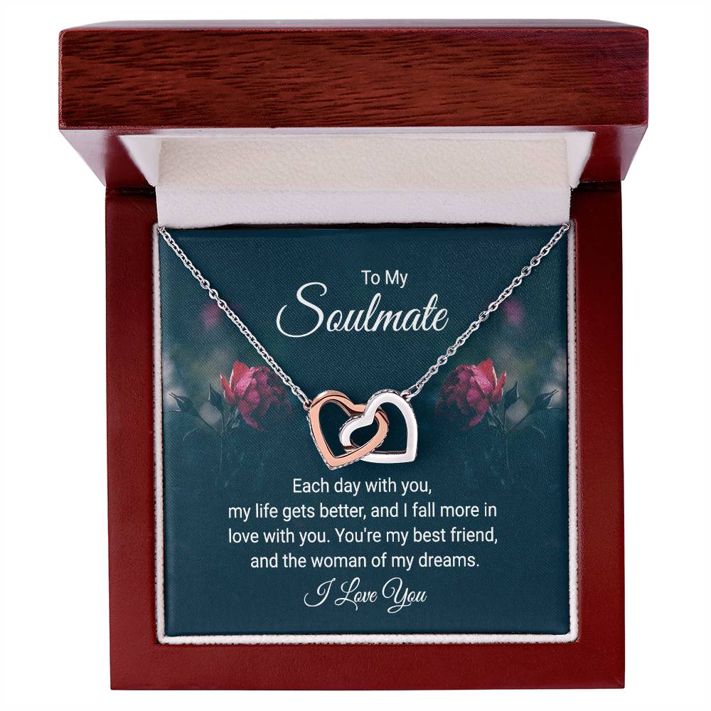 To Soulmate - Each day with you - Interlocking Hearts Necklace