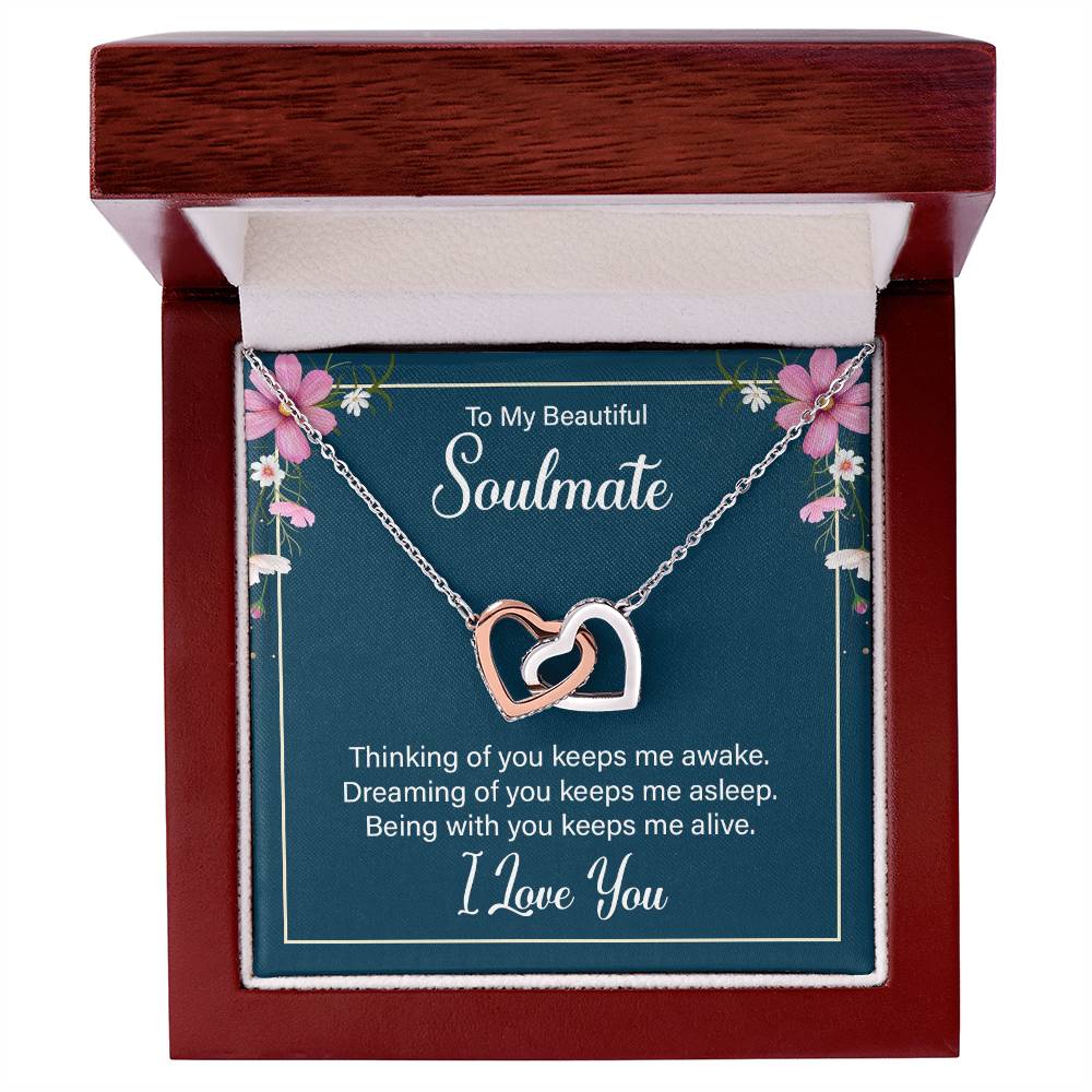 To Soulmate - Thinking of you - Interlocking Hearts Necklace