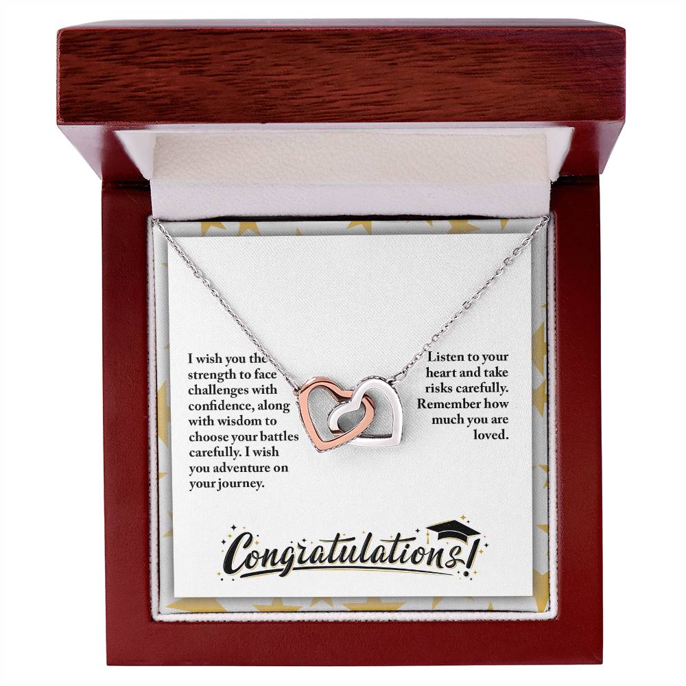 Graduation - I wish you the strength - Interlocking Hearts Necklace