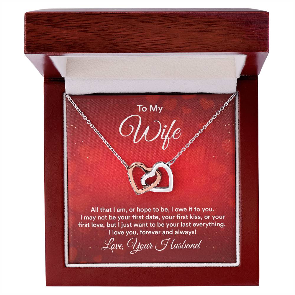 To Wife - All that I am - Interlocking Hearts Necklace