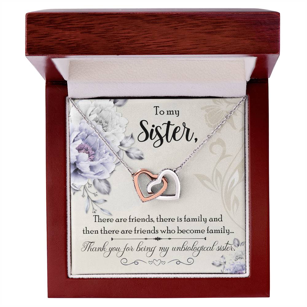 To Sister - There are friends - Interlocking Hearts Necklace