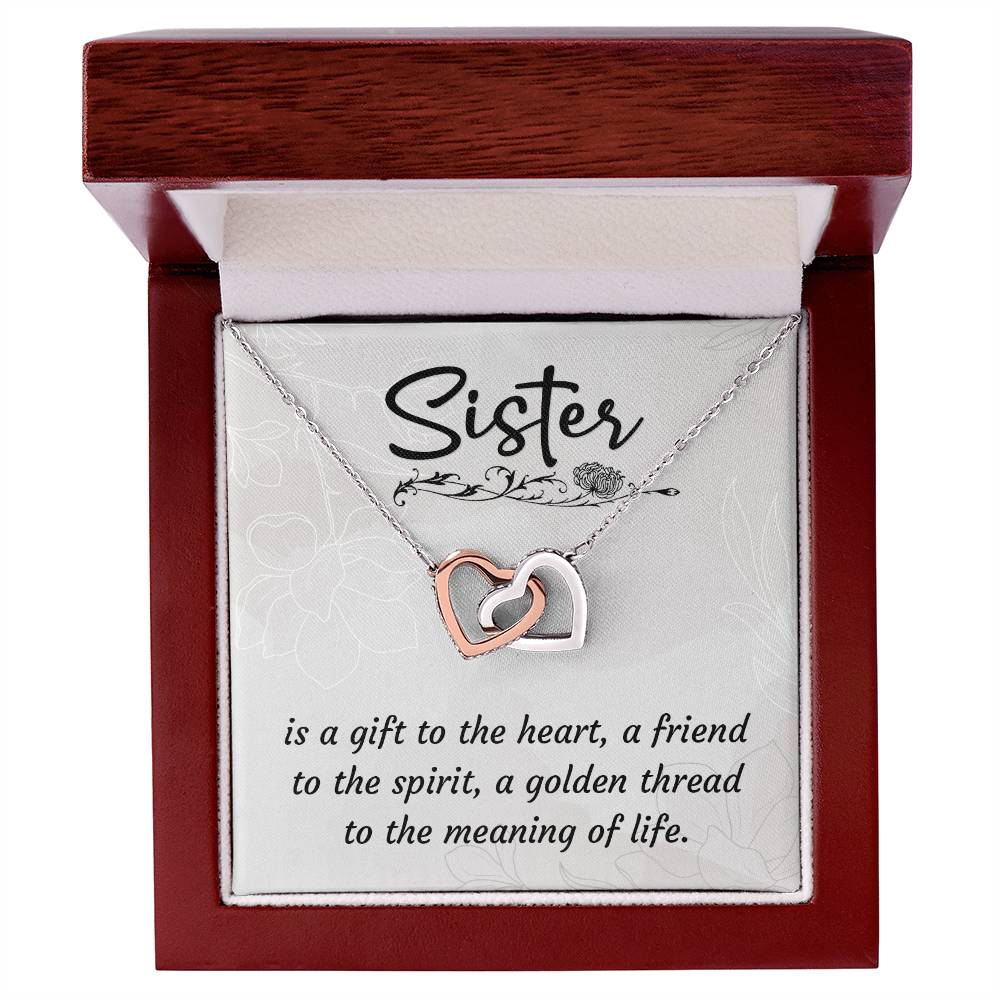 To Sister - Is a gift - Interlocking Hearts Necklace