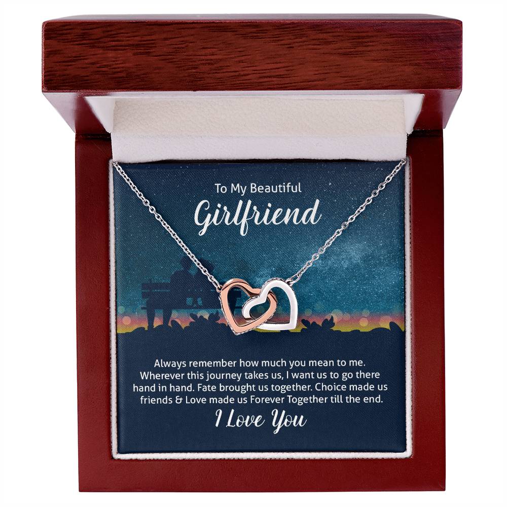 To Girlfriend - Always remember - Interlocking Hearts Necklace