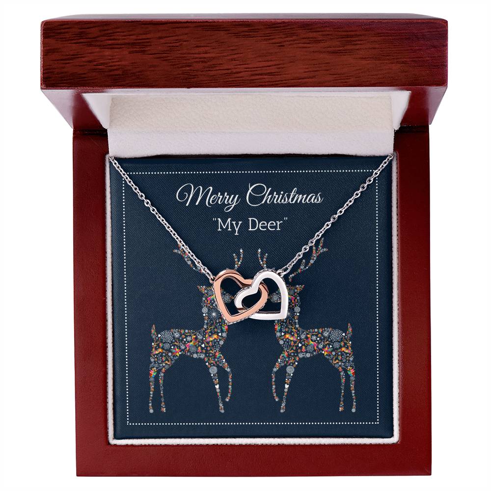 My Deer - Merry Christmas - Interlocking Hearts Necklace