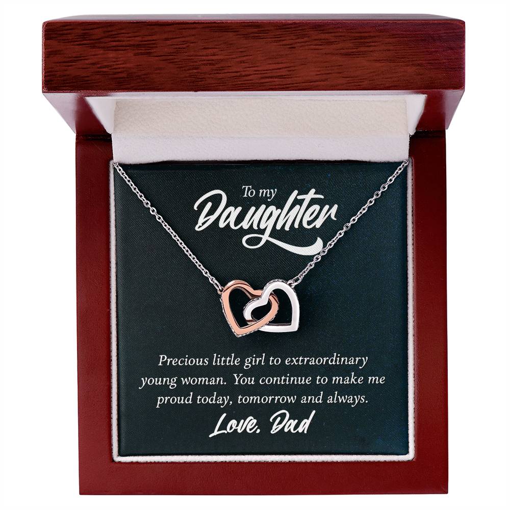 To Daughter - Precious little girl - Interlocking Hearts Necklace