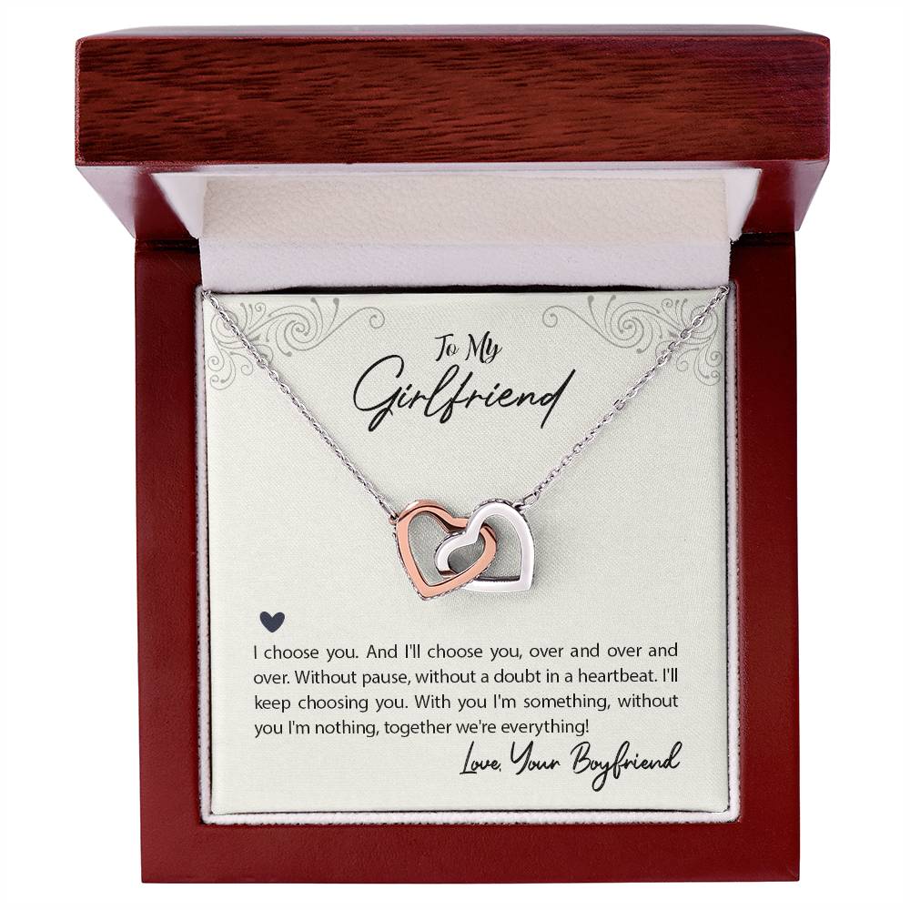 To Girlfriend - I choose you - Interlocking Hearts Necklace