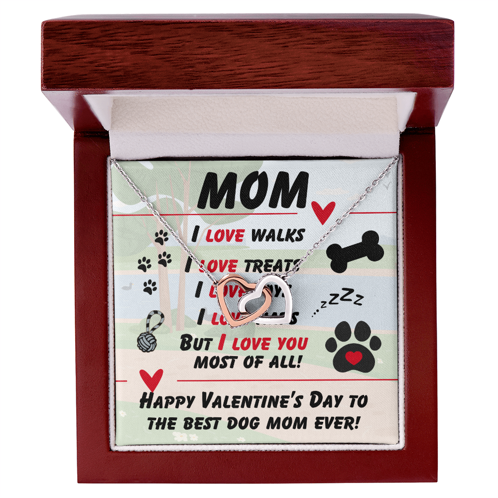 Mom - I love walks - Interlocking Hearts Necklace