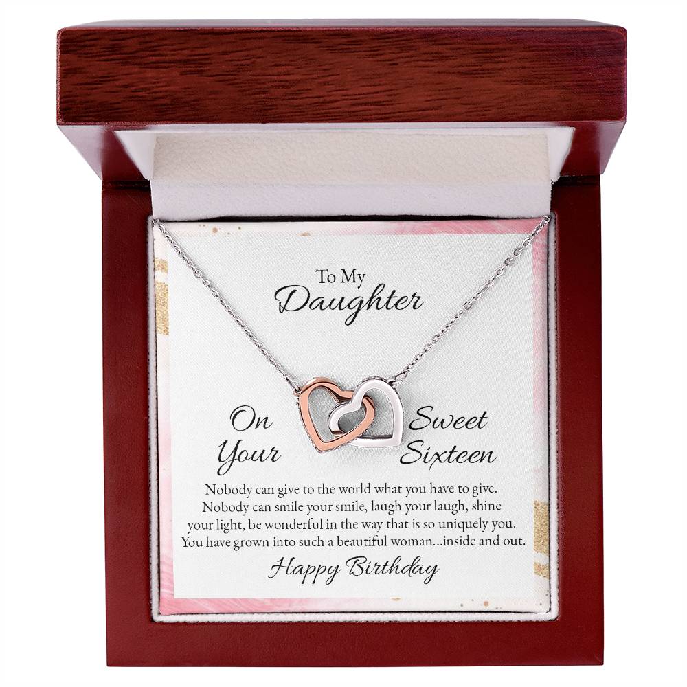 To Daughter - On your sweet sixteen - Interlocking Hearts Necklace