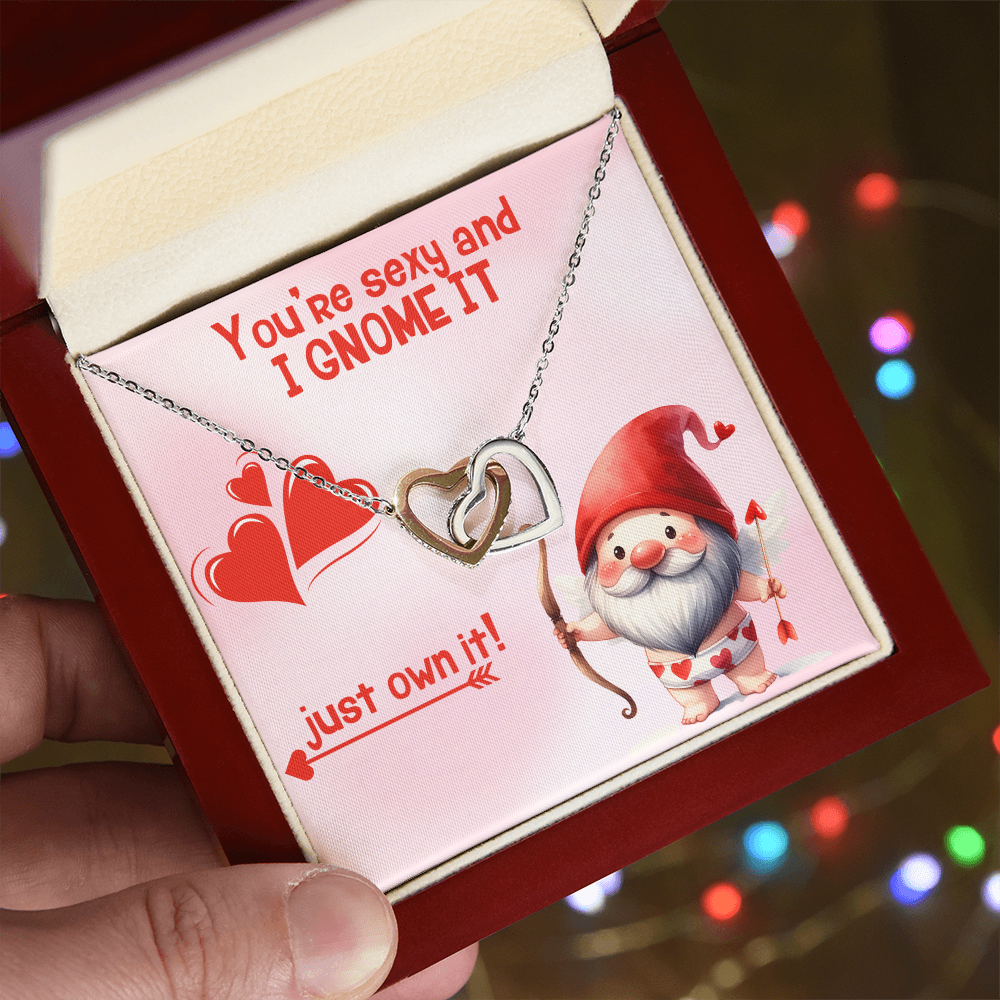 Sexy - You're sexy an I Gnome it - Interlocking Hearts Necklace