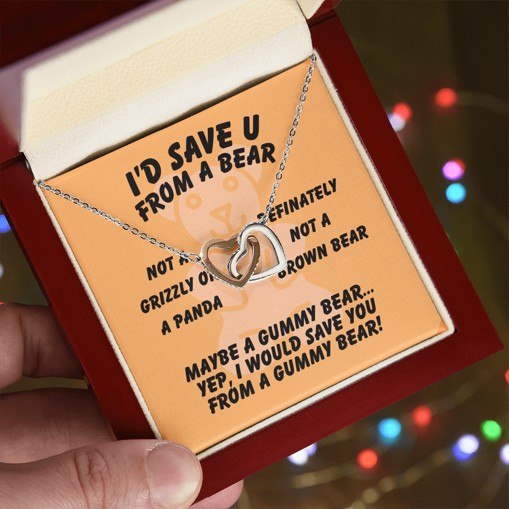 I'd save U - From a bear - Interlocking Hearts Necklace