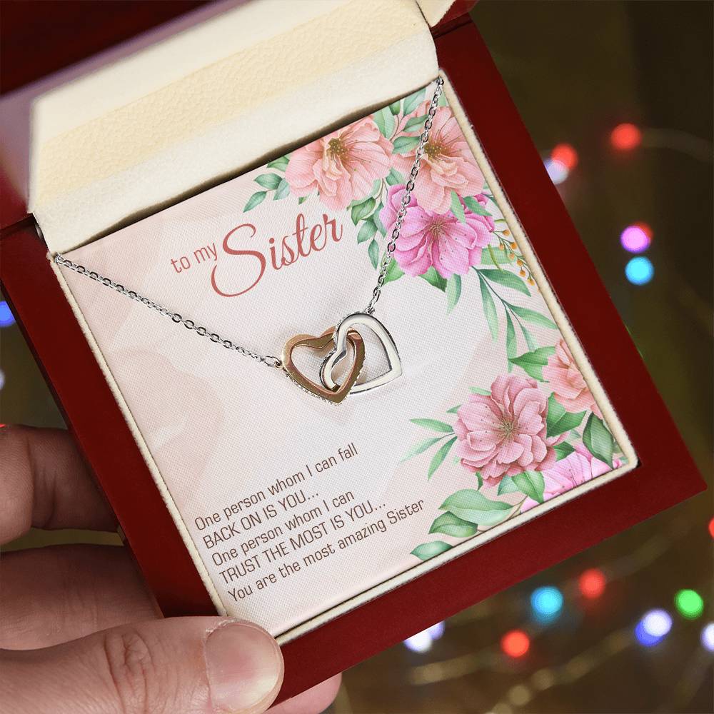 To Sister - One person - Interlocking Hearts Necklace