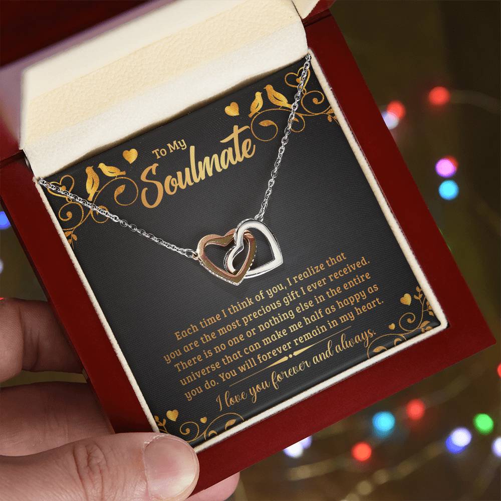 To Soulmate - Each time I think - Interlocking Hearts Necklace