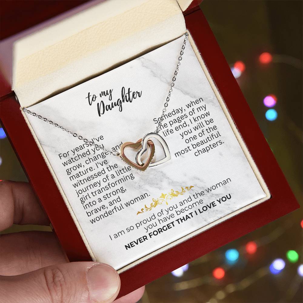 To Daughter - For years - Interlocking Hearts Necklace