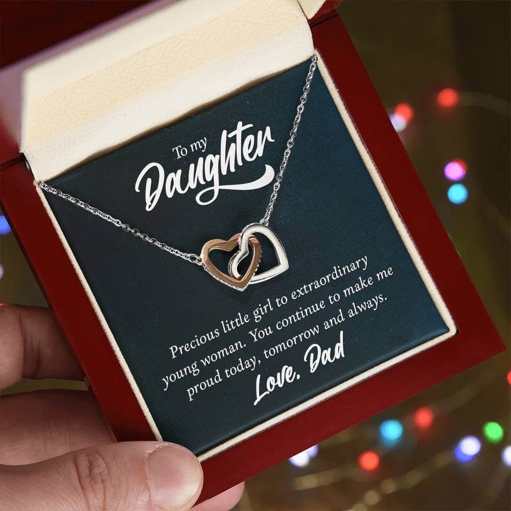 To Daughter - Precious little girl - Interlocking Hearts Necklace