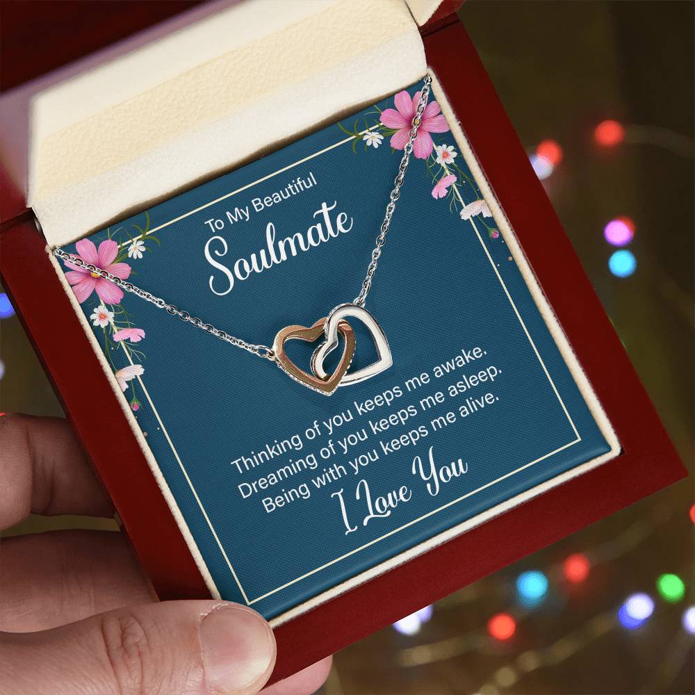 To Soulmate - Thinking of you - Interlocking Hearts Necklace