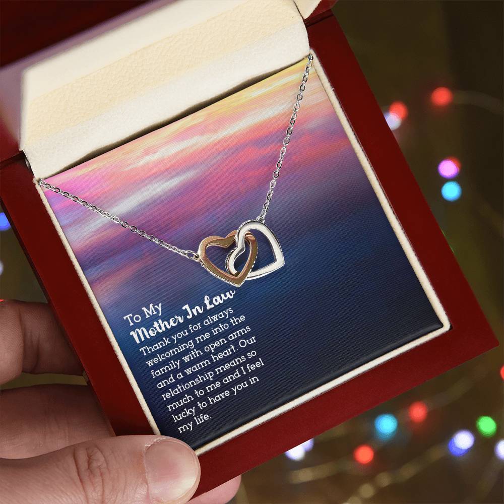 To Mother In Law - Thank you for always - Interlocking Hearts Necklace