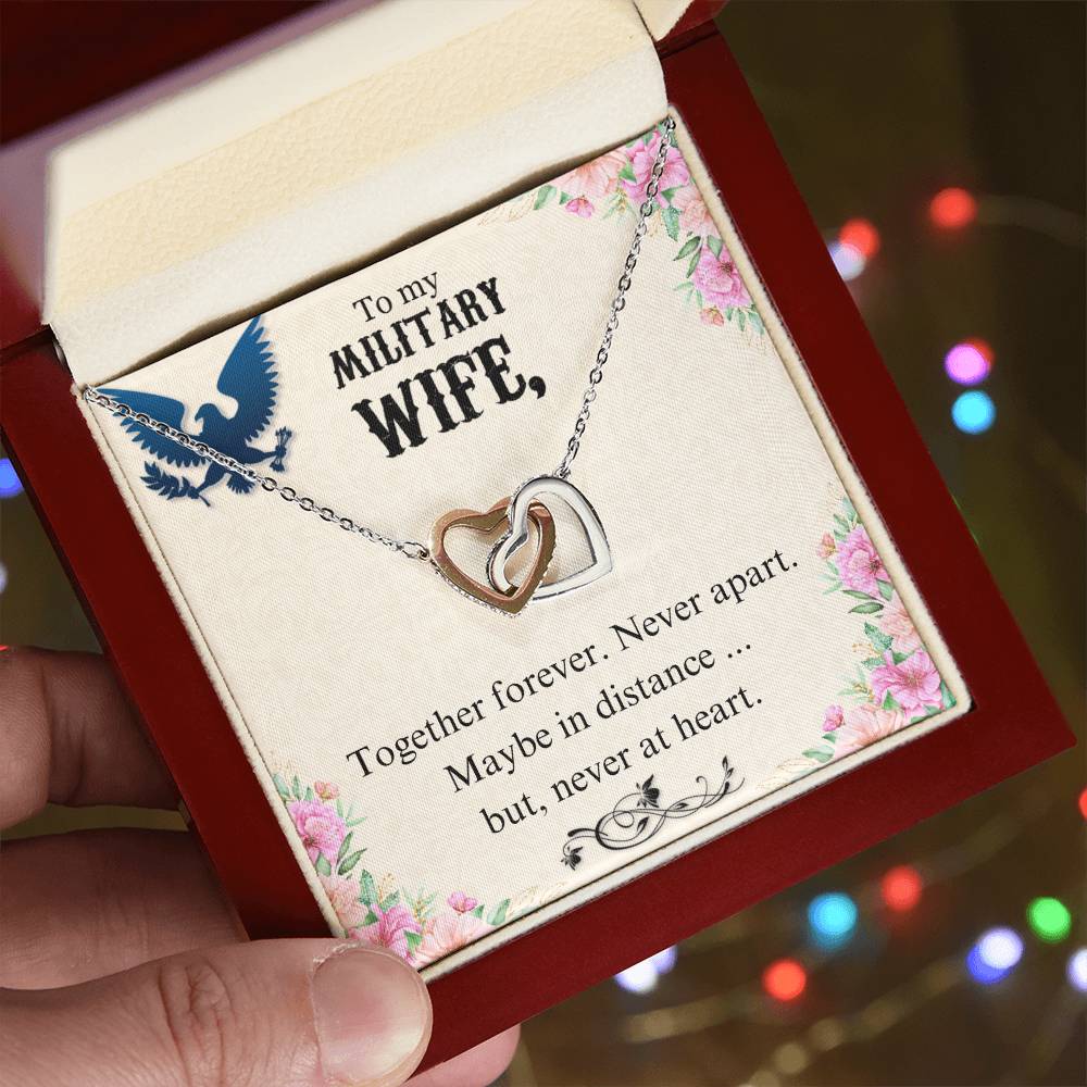 To Military Wife - Together forever - Interlocking Hearts Necklace