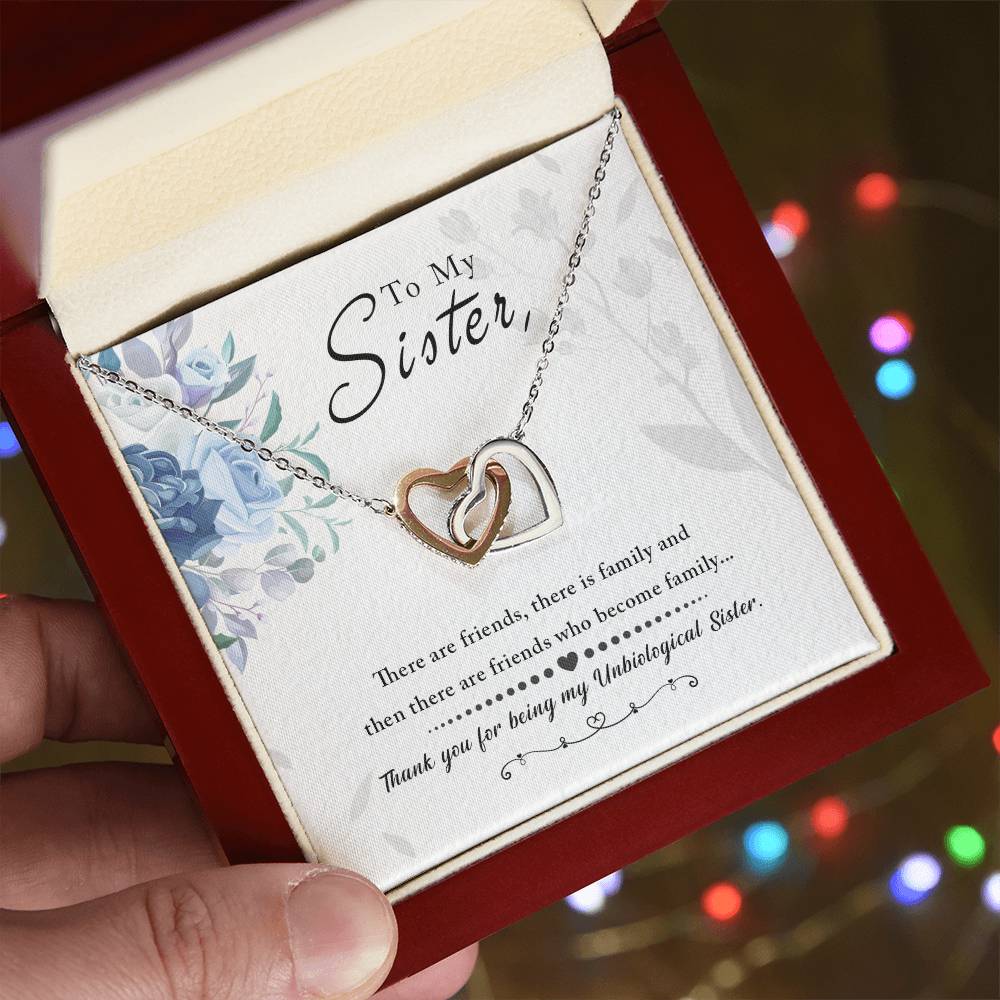 To Sister - There are friends - Interlocking Hearts Necklace