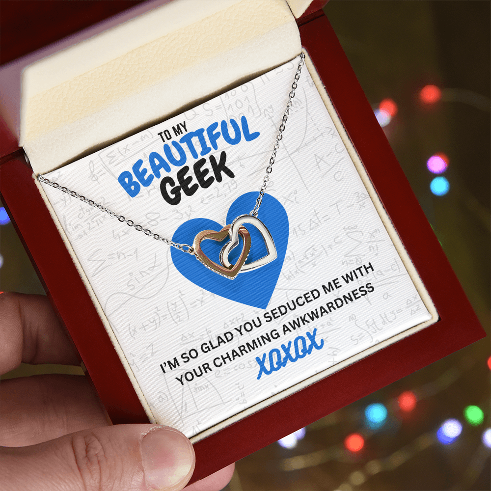 Beautiful geek - I'm so glad - Interlocking Hearts Necklace